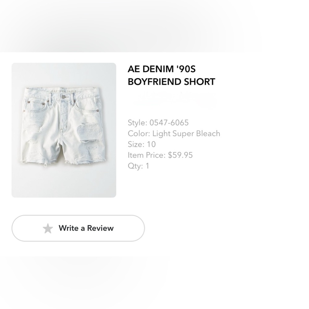 AE denim 90s boyfriend short from American Eagle. NWT size 10.